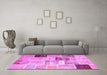 Machine Washable Patchwork Pink Transitional Rug in a Living Room, wshcon1424pnk