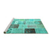 Sideview of Machine Washable Patchwork Turquoise Transitional Area Rugs, wshcon1424turq