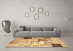 Machine Washable Patchwork Brown Transitional Rug in a Living Room,, wshcon1424brn