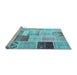 Sideview of Machine Washable Patchwork Light Blue Transitional Rug, wshcon1424lblu