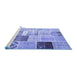 Sideview of Machine Washable Patchwork Blue Transitional Rug, wshcon1424blu