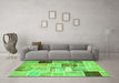 Machine Washable Patchwork Green Transitional Area Rugs in a Living Room,, wshcon1424grn