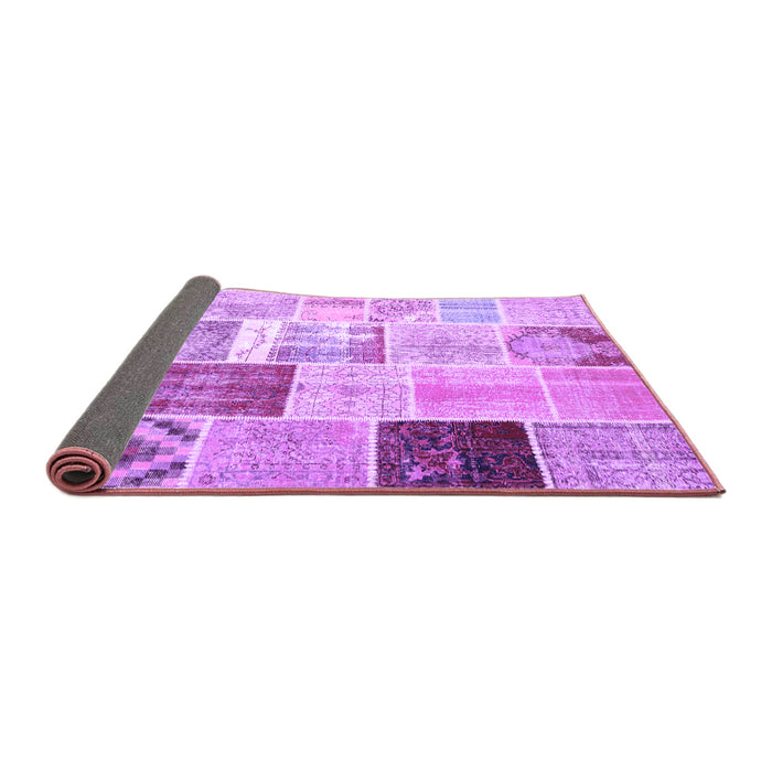 Sideview of Patchwork Purple Transitional Rug, con1424pur