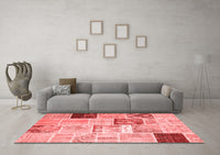 Machine Washable Patchwork Red Transitional Rug, wshcon1424red