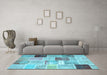 Machine Washable Patchwork Light Blue Transitional Rug in a Living Room, wshcon1424lblu