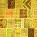 Square Machine Washable Patchwork Yellow Transitional Rug, wshcon1424yw