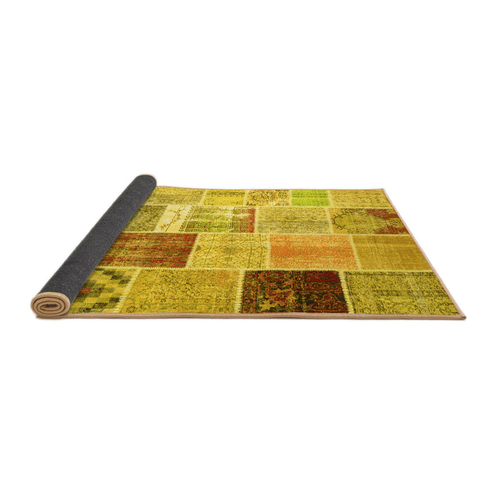 Sideview of Patchwork Yellow Transitional Rug, con1424yw