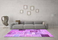 Machine Washable Patchwork Purple Transitional Rug, wshcon1424pur