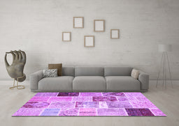 Machine Washable Patchwork Purple Transitional Area Rugs in a Living Room, wshcon1424pur