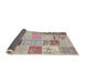 Thickness of Contemporary Dark Almond Brown Patchwork Rug, con1425