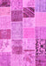 Machine Washable Patchwork Pink Transitional Rug, wshcon1425pnk