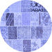 Round Patchwork Blue Transitional Rug, con1425blu