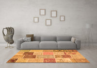 Machine Washable Patchwork Orange Transitional Rug, wshcon1425org