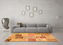 Machine Washable Patchwork Orange Transitional Area Rugs in a Living Room, wshcon1425org