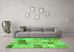 Machine Washable Patchwork Green Transitional Area Rugs in a Living Room,, wshcon1425grn