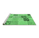 Sideview of Machine Washable Patchwork Emerald Green Transitional Area Rugs, wshcon1425emgrn