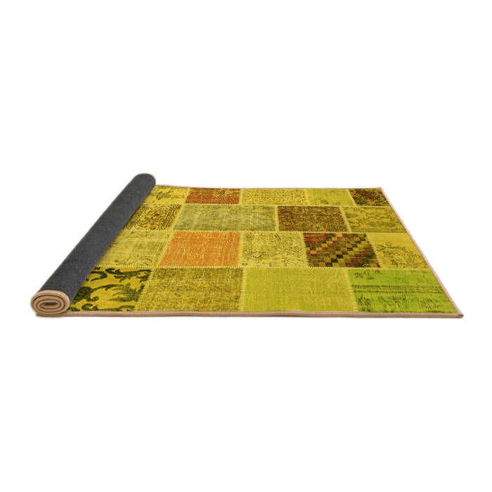 Sideview of Patchwork Yellow Transitional Rug, con1425yw