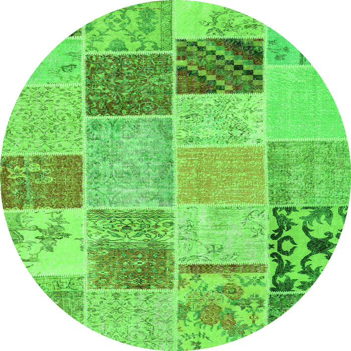 Square Patchwork Green Transitional Rug, con1425grn
