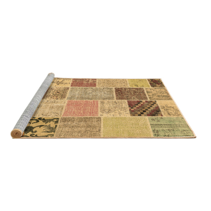 Sideview of Machine Washable Patchwork Brown Transitional Rug, wshcon1425brn