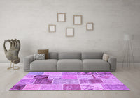 Machine Washable Patchwork Purple Transitional Rug, wshcon1425pur