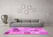 Machine Washable Patchwork Pink Transitional Rug in a Living Room, wshcon1425pnk