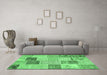 Machine Washable Patchwork Emerald Green Transitional Area Rugs in a Living Room,, wshcon1425emgrn