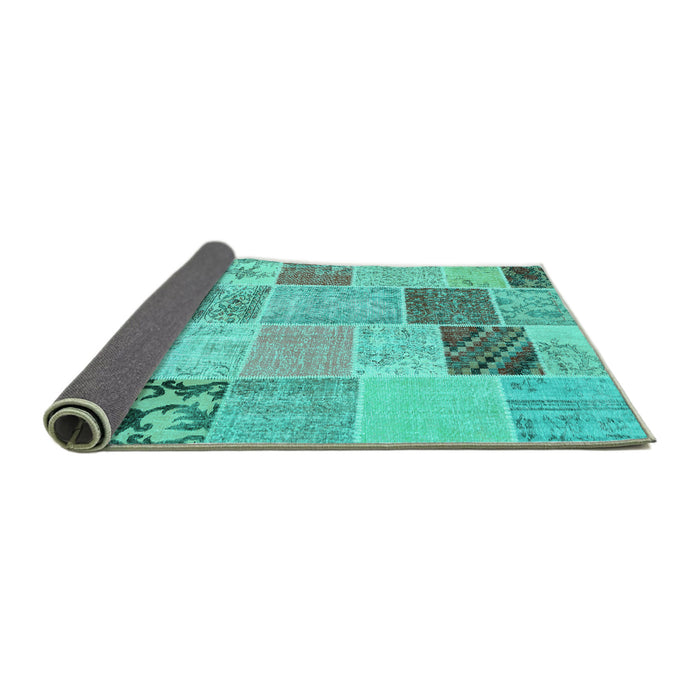 Sideview of Patchwork Turquoise Transitional Rug, con1425turq