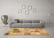 Machine Washable Patchwork Brown Transitional Rug in a Living Room,, wshcon1425brn