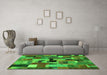 Machine Washable Patchwork Green Transitional Area Rugs in a Living Room,, wshcon1426grn