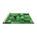 Sideview of Machine Washable Patchwork Emerald Green Transitional Area Rugs, wshcon1426emgrn