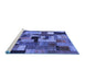 Sideview of Machine Washable Patchwork Blue Transitional Rug, wshcon1426blu