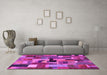 Machine Washable Patchwork Pink Transitional Rug in a Living Room, wshcon1426pnk