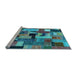 Sideview of Machine Washable Patchwork Light Blue Transitional Rug, wshcon1426lblu