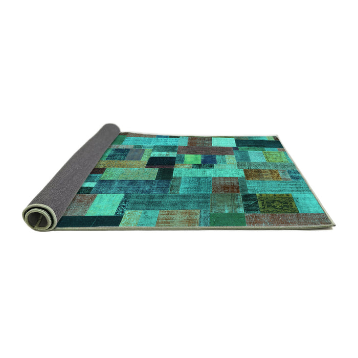 Sideview of Patchwork Turquoise Transitional Rug, con1426turq