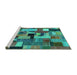 Sideview of Machine Washable Patchwork Turquoise Transitional Area Rugs, wshcon1426turq