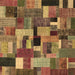 Square Machine Washable Patchwork Brown Transitional Rug, wshcon1426brn