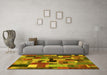 Machine Washable Patchwork Yellow Transitional Rug in a Living Room, wshcon1426yw