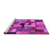 Sideview of Machine Washable Patchwork Pink Transitional Rug, wshcon1426pnk