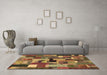 Machine Washable Patchwork Brown Transitional Rug in a Living Room,, wshcon1426brn