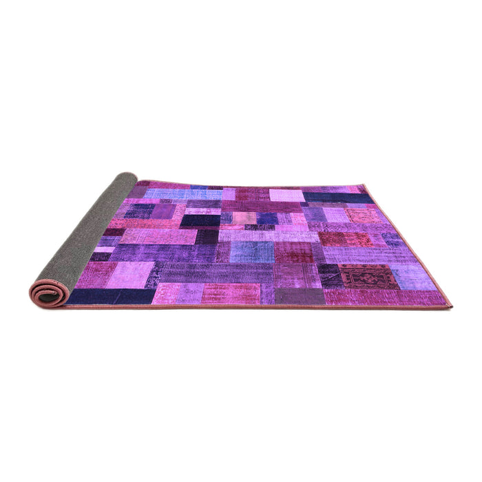Sideview of Patchwork Purple Transitional Rug, con1426pur