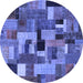 Round Patchwork Blue Transitional Rug, con1426blu