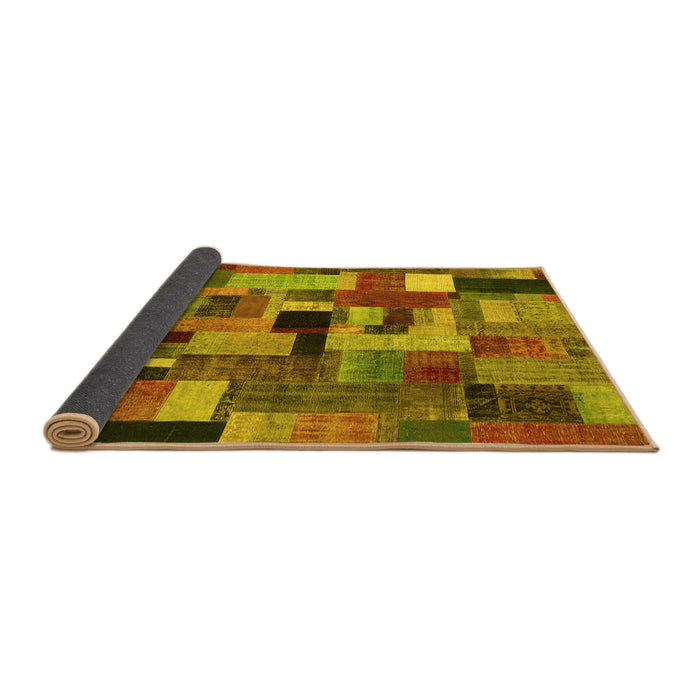 Sideview of Patchwork Yellow Transitional Rug, con1426yw