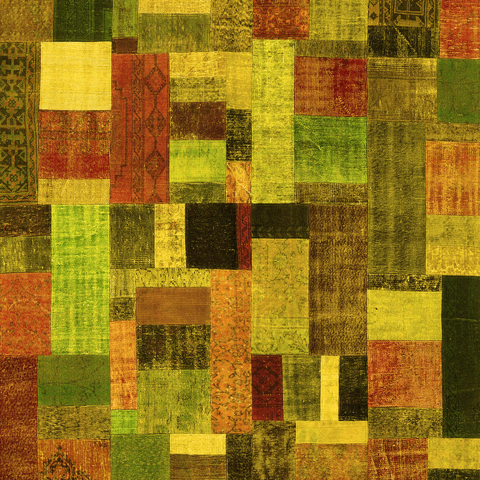 Patchwork Yellow Transitional Rug, con1426yw