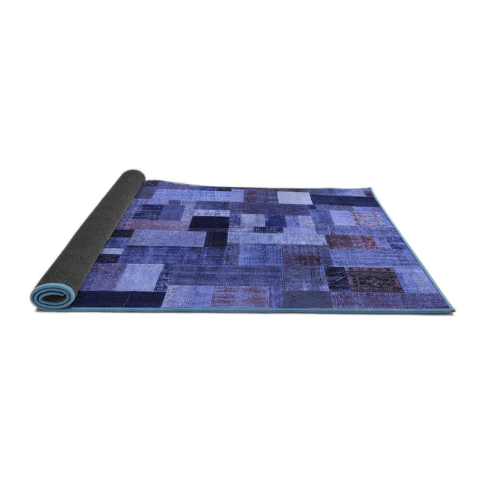 Sideview of Patchwork Blue Transitional Rug, con1426blu