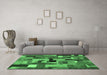 Machine Washable Patchwork Emerald Green Transitional Area Rugs in a Living Room,, wshcon1426emgrn