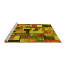 Sideview of Machine Washable Patchwork Yellow Transitional Rug, wshcon1426yw