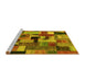 Sideview of Machine Washable Patchwork Yellow Transitional Rug, wshcon1426yw