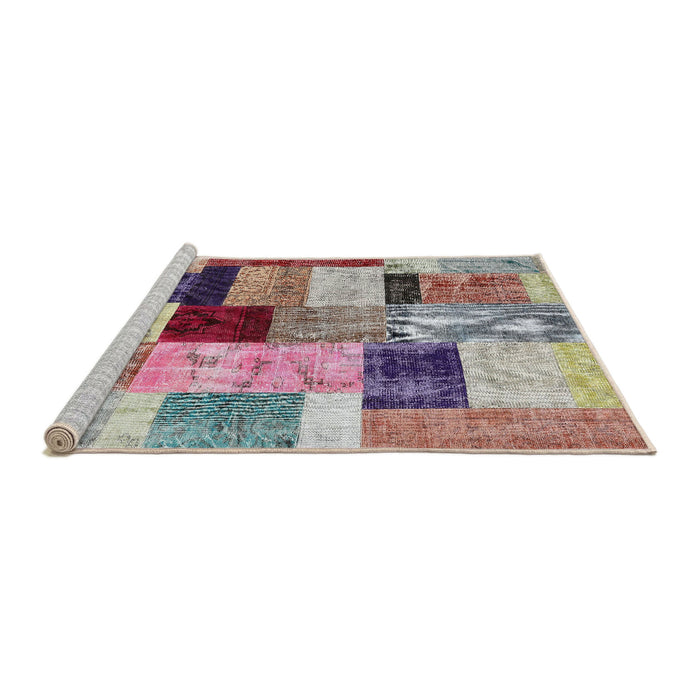 Serging Thickness of Machine Washable Contemporary Raspberry Purple Rug, wshcon1427