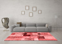 Machine Washable Patchwork Red Transitional Rug, wshcon1427red