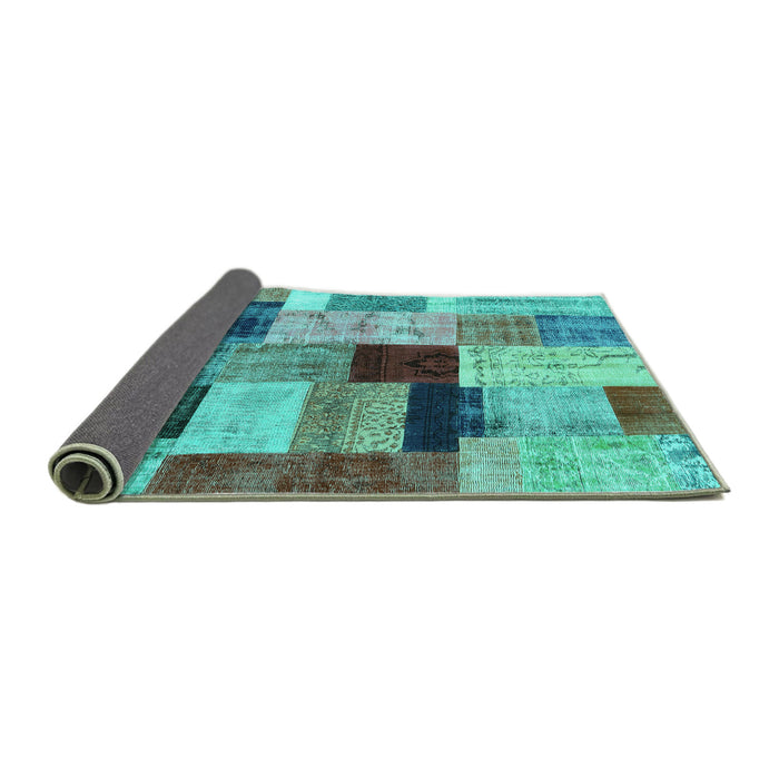 Sideview of Patchwork Turquoise Transitional Rug, con1427turq